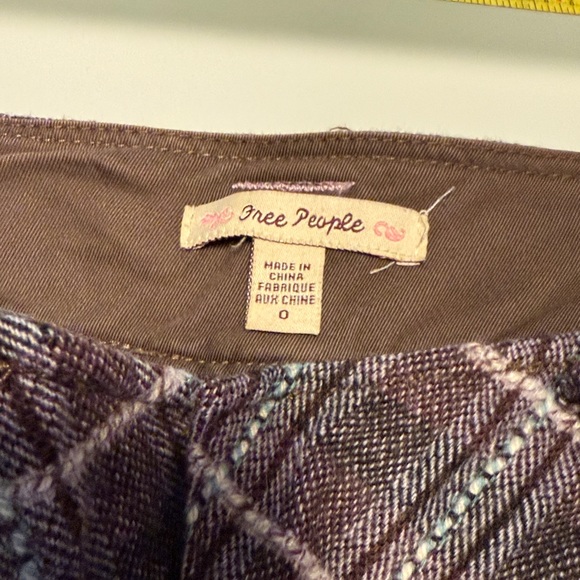 Free People Women’s Mauve Wool Blend Plaid Trousers Size 0 - Picture 10 of 13